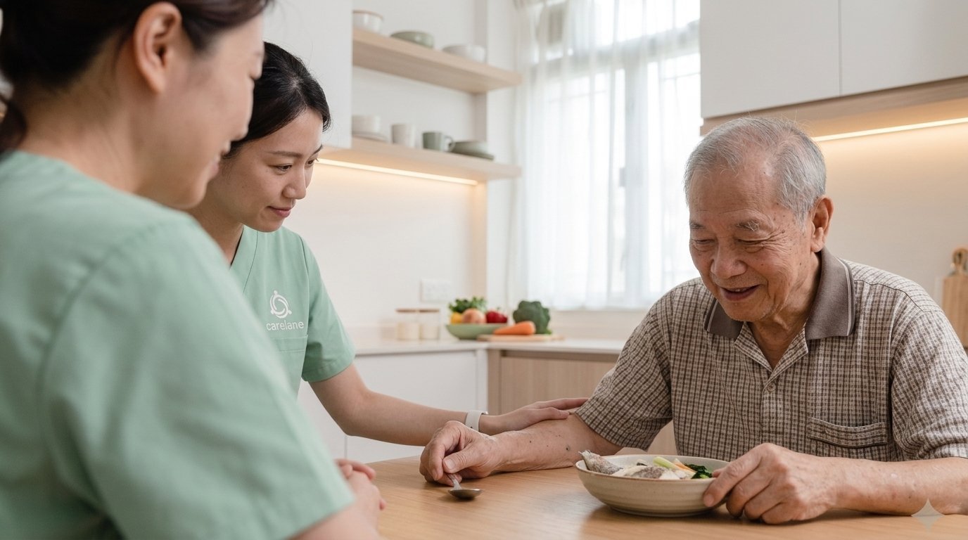 CareLane dietitian advising elder on healthy eating at home