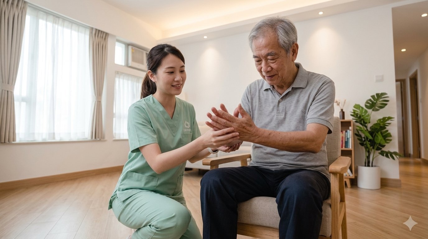 守護里照顧人員協助中風後長者進行家居復康